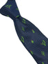 Navy dark blue tie with embroidered cactus design